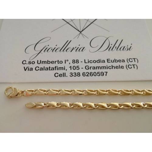 BRACCIALE ORO GIALLO 18 Karati 750% Uomo Donna Unisex Maglia Catena In Italia - 2