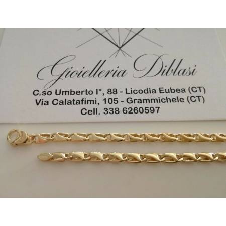 BRACCIALE ORO GIALLO 18 Karati 750% Uomo Donna Unisex Maglia Catena In Italia - 2