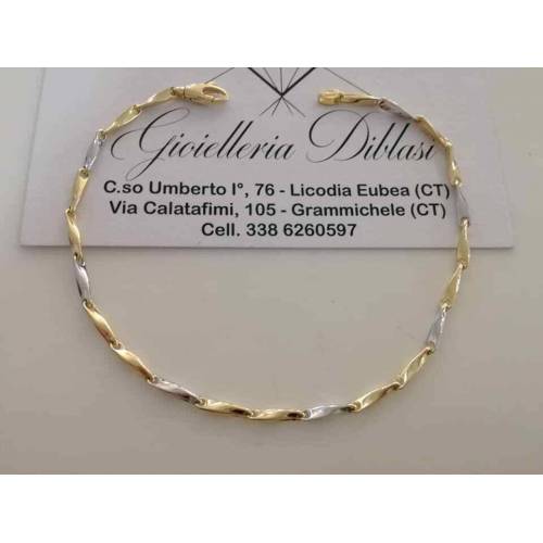 BRACCIALE In ORO 18 KARATI 750% Maglia Bicolore GIALLO BIANCO Uomo Donna Unisex - 1
