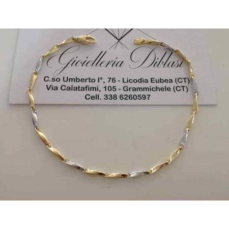 BRACCIALE In ORO 18 KARATI 750% Maglia Bicolore GIALLO BIANCO Uomo Donna Unisex - 1