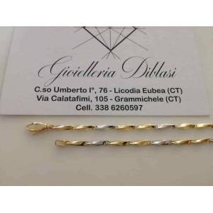 BRACCIALE In ORO 18 KARATI 750% Maglia Bicolore GIALLO BIANCO Uomo Donna Unisex - 1 2