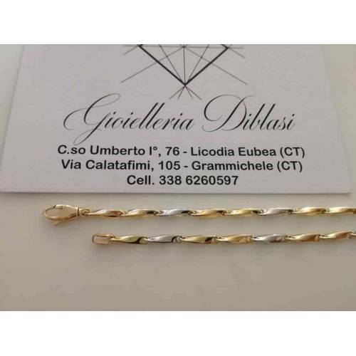 BRACCIALE In ORO 18 KARATI 750% Maglia Bicolore GIALLO BIANCO Uomo Donna Unisex - 2
