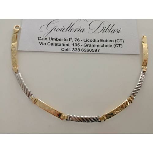 BRACCIALE Uomo In ORO 18 Karati 750% Bicolore GIALLO E BIANCO Modello Semirigido - 1