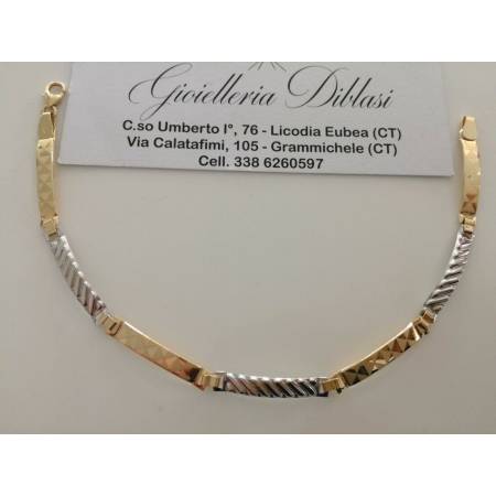BRACCIALE Uomo In ORO 18 Karati 750% Bicolore GIALLO E BIANCO Modello Semirigido - 1