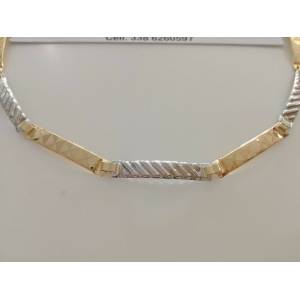 BRACCIALE Uomo In ORO 18 Karati 750% Bicolore GIALLO E BIANCO Modello Semirigido - 1 2