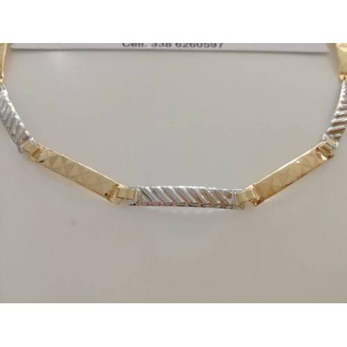 BRACCIALE Uomo In ORO 18 Karati 750% Bicolore GIALLO E BIANCO Modello Semirigido - 2
