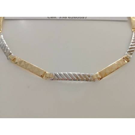 BRACCIALE Uomo In ORO 18 Karati 750% Bicolore GIALLO E BIANCO Modello Semirigido - 2