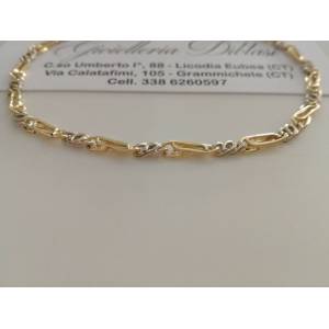 BRACCIALE In ORO Bicolore GIALLO BIANCO 18 Karati 750% Uomo Donna Maglia CATENA - 1 2