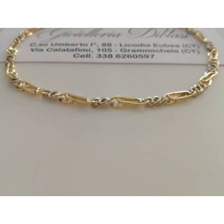 BRACCIALE In ORO Bicolore GIALLO BIANCO 18 Karati 750% Uomo Donna Maglia CATENA - 2