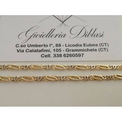 BRACCIALE In ORO Bicolore GIALLO BIANCO 18 Karati 750% Uomo Donna Maglia CATENA - 3