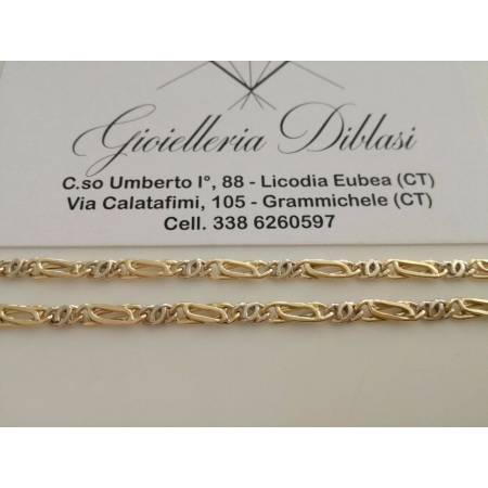 BRACCIALE In ORO Bicolore GIALLO BIANCO 18 Karati 750% Uomo Donna Maglia CATENA - 3