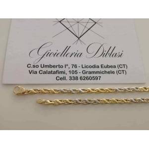 BRACCIALE In ORO Bicolore GIALLO e BIANCO Unisex Oro 18 KT 750% Made In Italy - 1 2