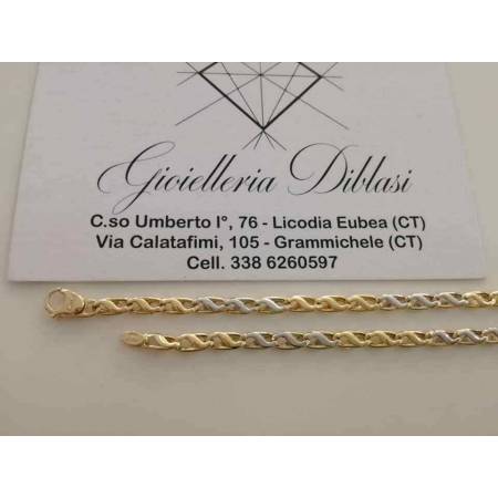 BRACCIALE In ORO Bicolore GIALLO e BIANCO Unisex Oro 18 KT 750% Made In Italy - 2