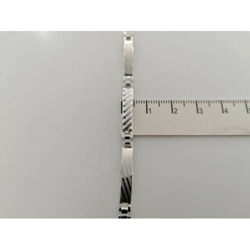 BRACCIALE Uomo ORO BIANCO 18 Karati 750% Modello SEMIRIGIDO Manifattura Italiana - 3