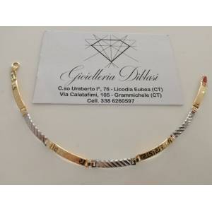 BRACCIALE Uomo In ORO 18 Karati 750% Bicolore GIALLO E BIANCO Modello Semirigido - 1
