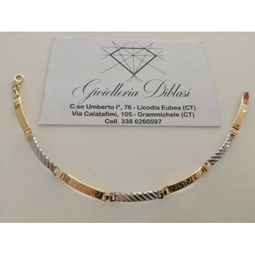 BRACCIALE Uomo In ORO 18 Karati 750% Bicolore GIALLO E BIANCO Modello Semirigido - 1