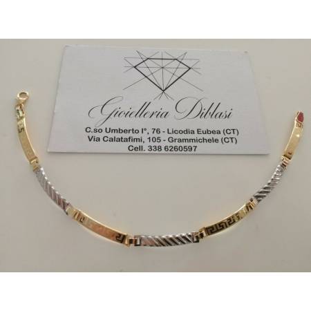 BRACCIALE Uomo In ORO 18 Karati 750% Bicolore GIALLO E BIANCO Modello Semirigido - 1