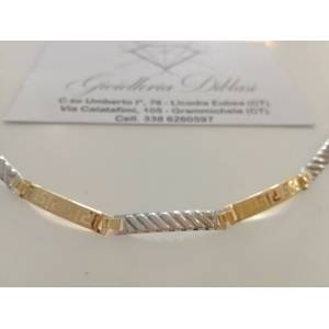 BRACCIALE Uomo In ORO 18 Karati 750% Bicolore GIALLO E BIANCO Modello Semirigido - 1 2