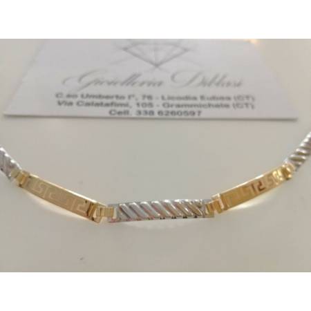 BRACCIALE Uomo In ORO 18 Karati 750% Bicolore GIALLO E BIANCO Modello Semirigido - 2