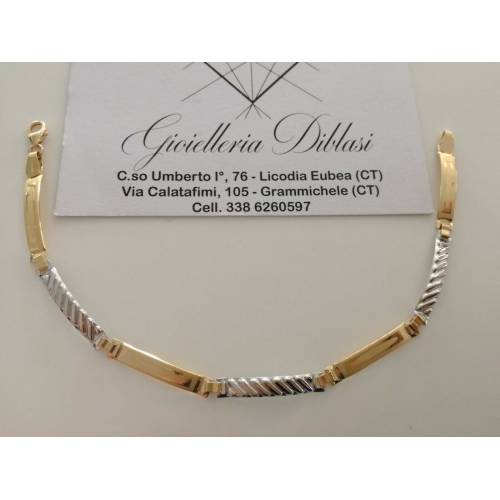 BRACCIALE Uomo In ORO 18 Karati 750% Bicolore GIALLO E BIANCO Modello Semirigido - 1