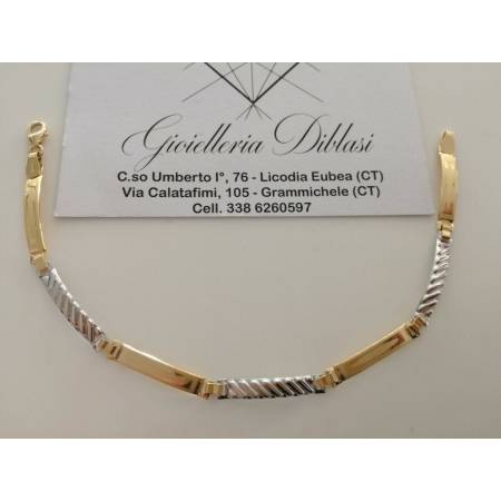 BRACCIALE Uomo In ORO 18 Karati 750% Bicolore GIALLO E BIANCO Modello Semirigido - 1