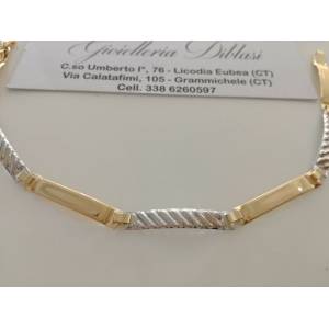 BRACCIALE Uomo In ORO 18 Karati 750% Bicolore GIALLO E BIANCO Modello Semirigido - 1 2