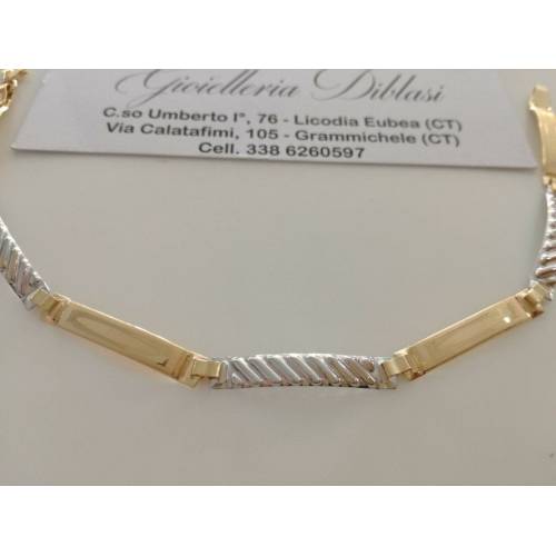 BRACCIALE Uomo In ORO 18 Karati 750% Bicolore GIALLO E BIANCO Modello Semirigido - 2