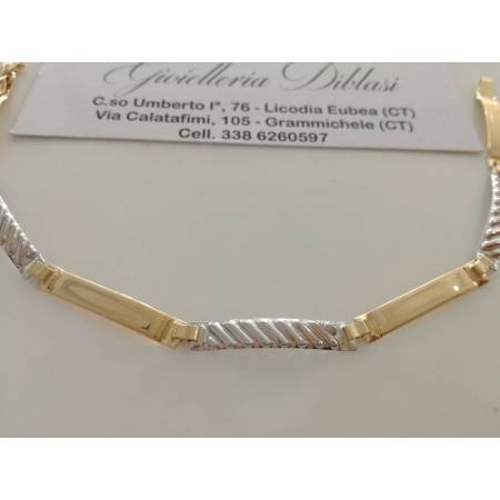 BRACCIALE Uomo In ORO 18 Karati 750% Bicolore GIALLO E BIANCO Modello Semirigido - 2