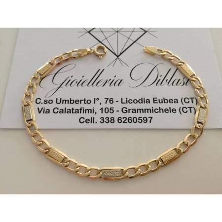 BRACCIALE In ORO Bicolore GIALLO BIANCO 18 Karati 750% Uomo Donna Maglia CATENA - 1
