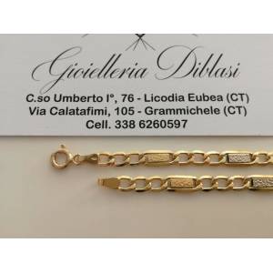 BRACCIALE In ORO Bicolore GIALLO BIANCO 18 Karati 750% Uomo Donna Maglia CATENA - 1 2