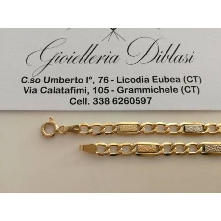 BRACCIALE In ORO Bicolore GIALLO BIANCO 18 Karati 750% Uomo Donna Maglia CATENA - 2