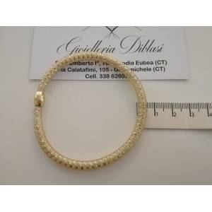 BRACCIALE In ORO Bicolore GIALLO BIANCO 18 KT 750% MAGLIA ELASTICA Made In Italy - 1 2