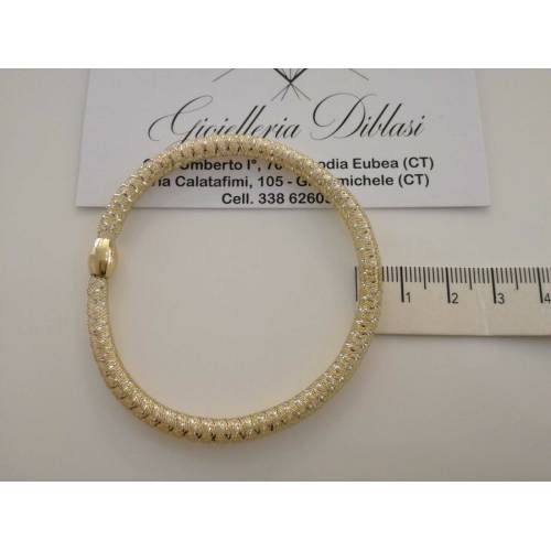 BRACCIALE In ORO Bicolore GIALLO BIANCO 18 KT 750% MAGLIA ELASTICA Made In Italy - 2