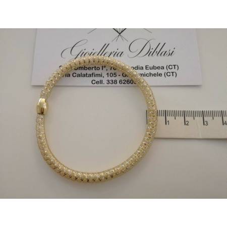 BRACCIALE In ORO Bicolore GIALLO BIANCO 18 KT 750% MAGLIA ELASTICA Made In Italy - 2
