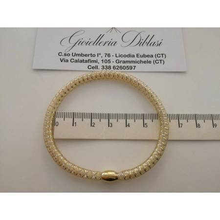BRACCIALE In ORO Bicolore GIALLO BIANCO 18 KT 750% MAGLIA ELASTICA Made In Italy - 3