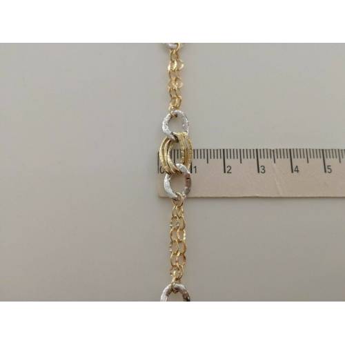 BRACCIALE Donna In ORO 18 Karati 750% Bicolore GIALLO BIANCO Maglia Ovali CATENA - 3