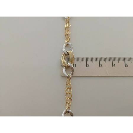 BRACCIALE Donna In ORO 18 Karati 750% Bicolore GIALLO BIANCO Maglia Ovali CATENA - 3