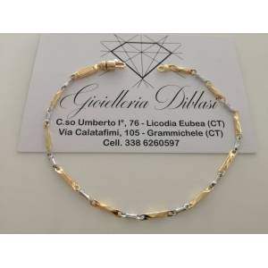 BRACCIALE In ORO Bicolore GIALLO e BIANCO Unisex Oro 18 KT 750% Made In Italy - 1