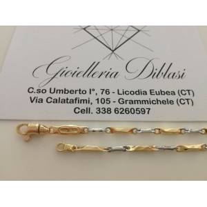 BRACCIALE In ORO Bicolore GIALLO e BIANCO Unisex Oro 18 KT 750% Made In Italy - 1 2