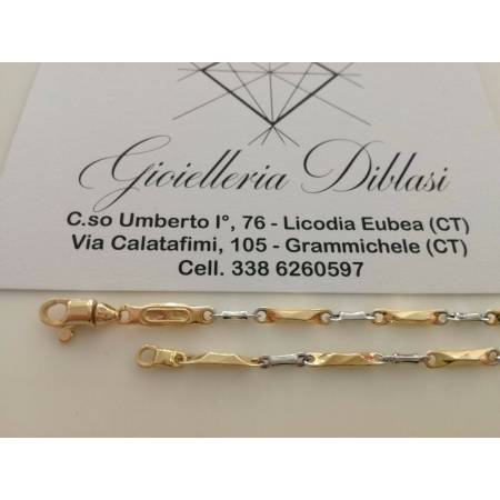 BRACCIALE In ORO Bicolore GIALLO e BIANCO Unisex Oro 18 KT 750% Made In Italy - 2