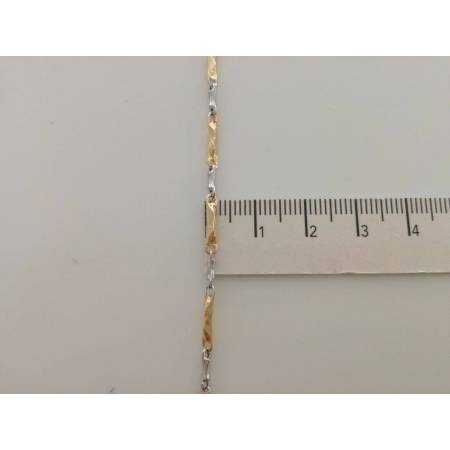 BRACCIALE In ORO Bicolore GIALLO e BIANCO Unisex Oro 18 KT 750% Made In Italy - 3