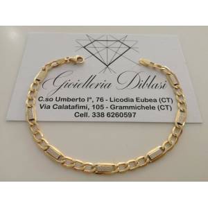 BRACCIALE In ORO Bicolore GIALLO BIANCO 18 Karati 750% Uomo Donna Maglia CATENA - 1