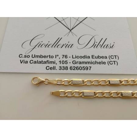 BRACCIALE In ORO Bicolore GIALLO BIANCO 18 Karati 750% Uomo Donna Maglia CATENA - 2