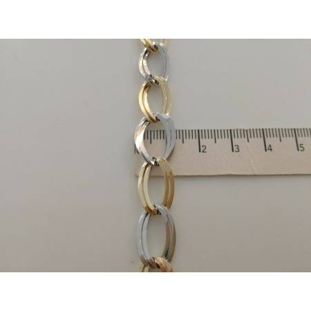 BRACCIALE In ORO 18 Karati 750%/1000 Donna Bicolore GIALLO BIANCO Maglia Catena - 3