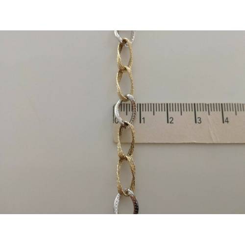 BRACCIALE Donna In ORO 18 Karati 750% Bicolore GIALLO BIANCO Maglia Ovali CATENA - 3