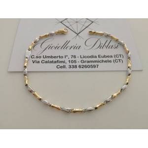 BRACCIALE In ORO Bicolore GIALLO e BIANCO Unisex Oro 18 KT 750% Made In Italy - 1