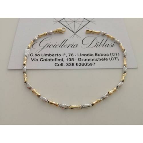 BRACCIALE In ORO Bicolore GIALLO e BIANCO Unisex Oro 18 KT 750% Made In Italy - 1