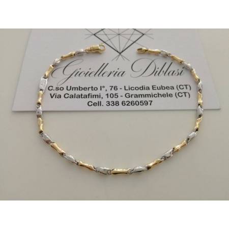 BRACCIALE In ORO Bicolore GIALLO e BIANCO Unisex Oro 18 KT 750% Made In Italy - 1