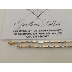 BRACCIALE In ORO Bicolore GIALLO e BIANCO Unisex Oro 18 KT 750% Made In Italy - 1 2