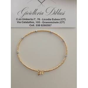 BRACCIALE Donna RIGIDO In ORO GIALLO E BIANCO 18 Karati 750% Bicolore Con Sfere - 1